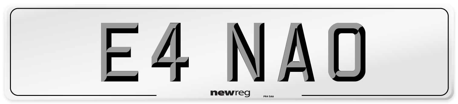 E4 NAO Number Plate from New Reg